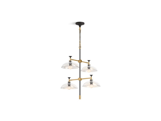 KOHLER K-31773-CH04-BML Tone 24" Chandelier In Black with Brass Trim