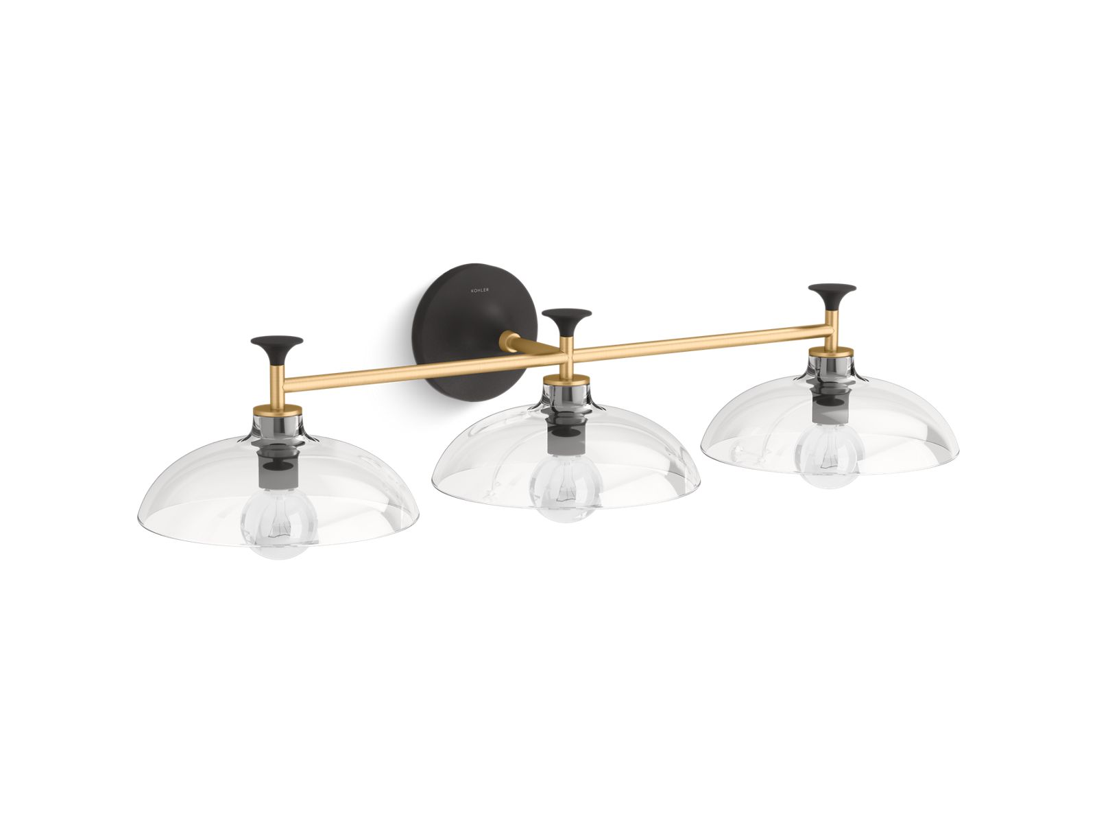 KOHLER K-31770-SC03-BML Tone Three-Light Sconce - Black With Brass Trim
