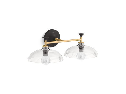 KOHLER K-31769-SC02-BML Tone Two-Light Sconce In Black with Brass Trim