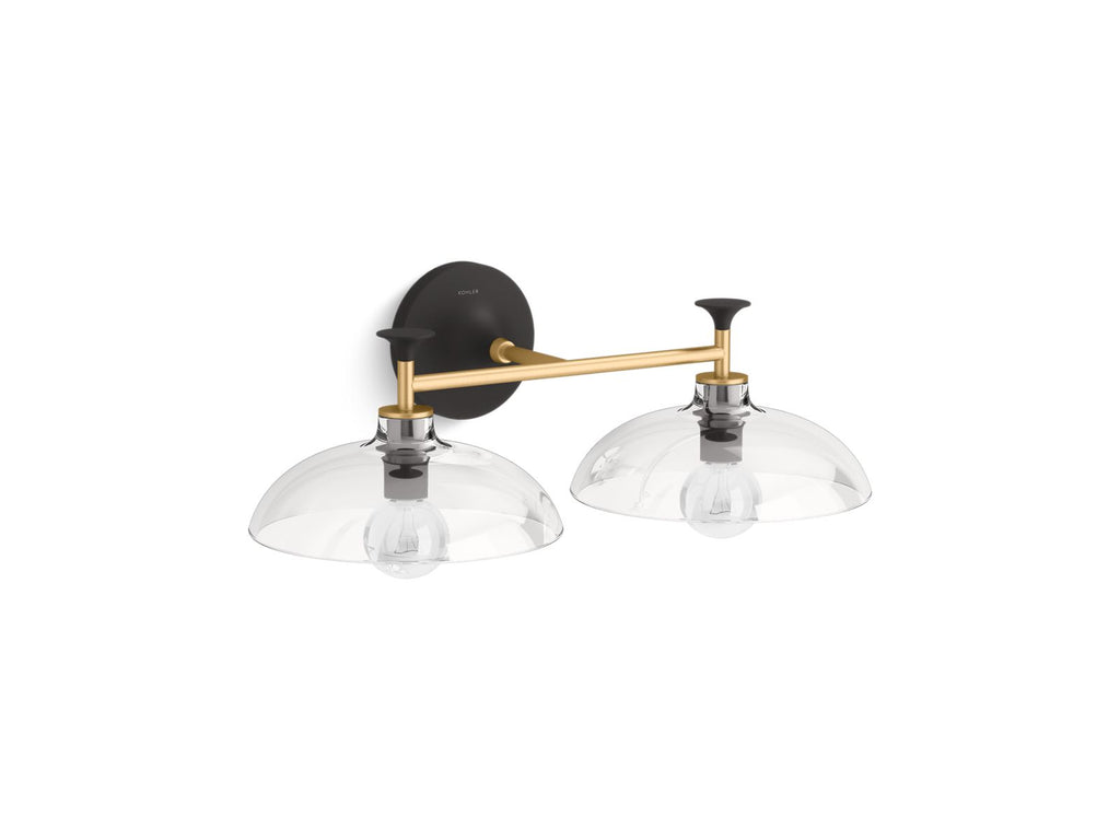 KOHLER K-31769-SC02-BML Tone Two-Light Sconce - Black With Brass Trim