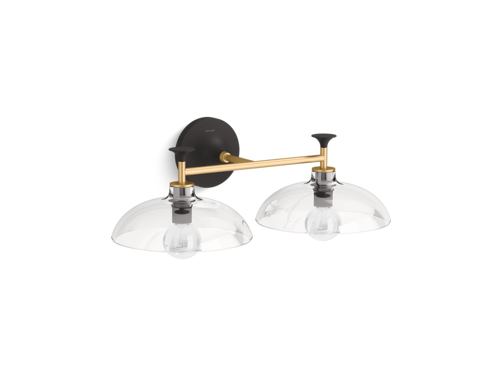 KOHLER K-31769-SC02-BML Tone Two-Light Sconce - Black With Brass Trim