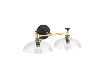 KOHLER K-31769-SC02-BML Tone Two-light sconce - Black with Brass Trim