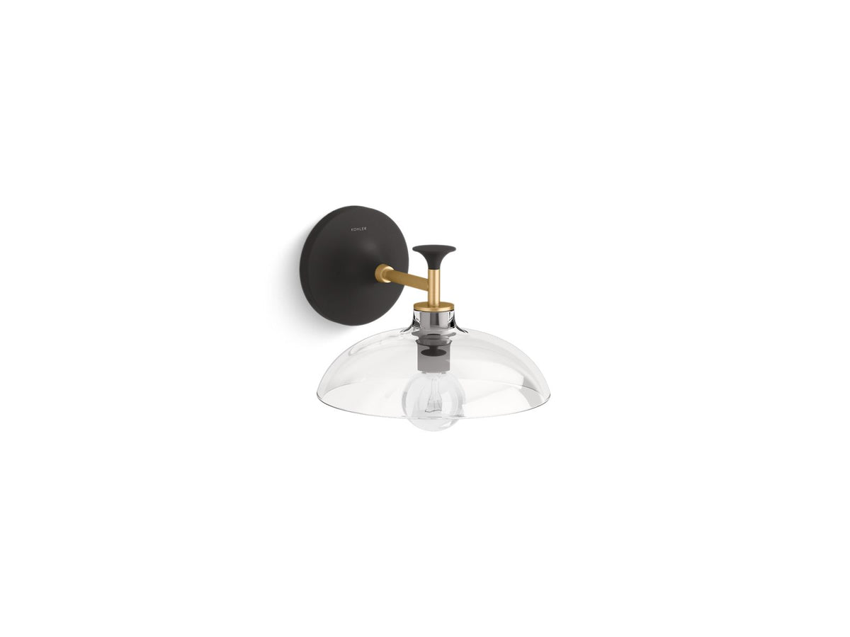 KOHLER K-31768-SC01-BML Tone One-Light Sconce - Black With Brass Trim