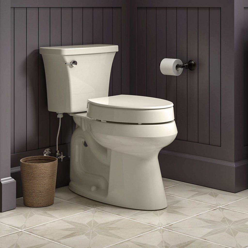 KOHLER K-25875-7 Hyten Elevated Quiet-Close Elongated Toilet Seat - Black Black