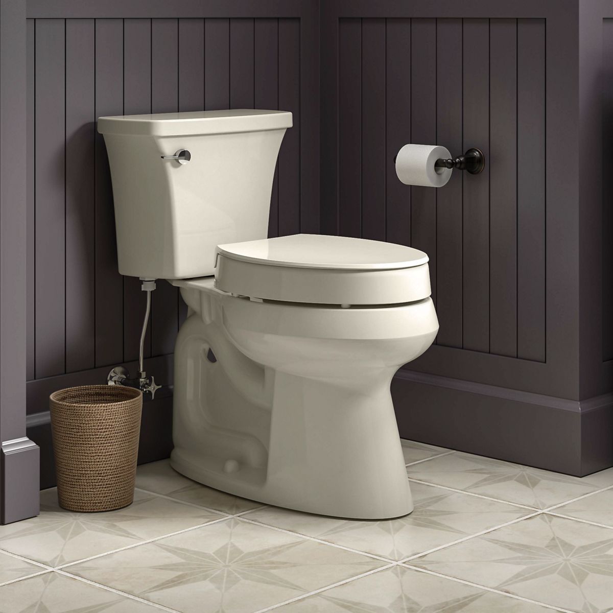 KOHLER K-25875-7 Hyten Elevated Quiet-Close Elongated Toilet Seat - Black Black