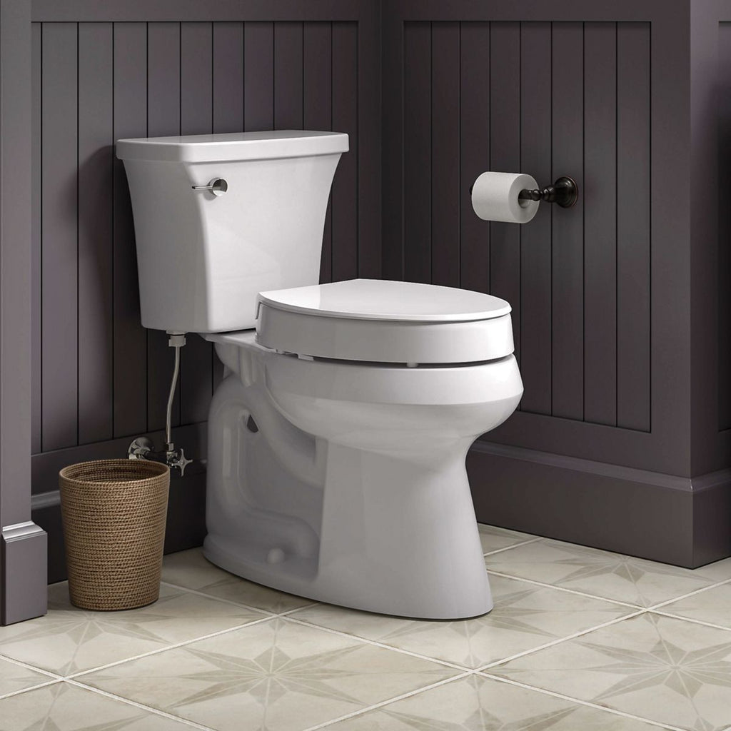 KOHLER K-25875-7 Hyten Elevated Quiet-Close Elongated Toilet Seat - Black Black