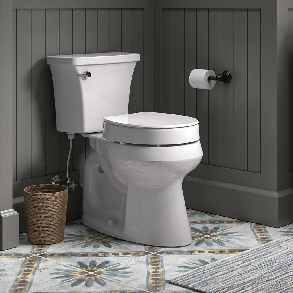 KOHLER K-25876-96 Hyten Elevated Quiet-Close Round-Front Toilet Seat - Biscuit