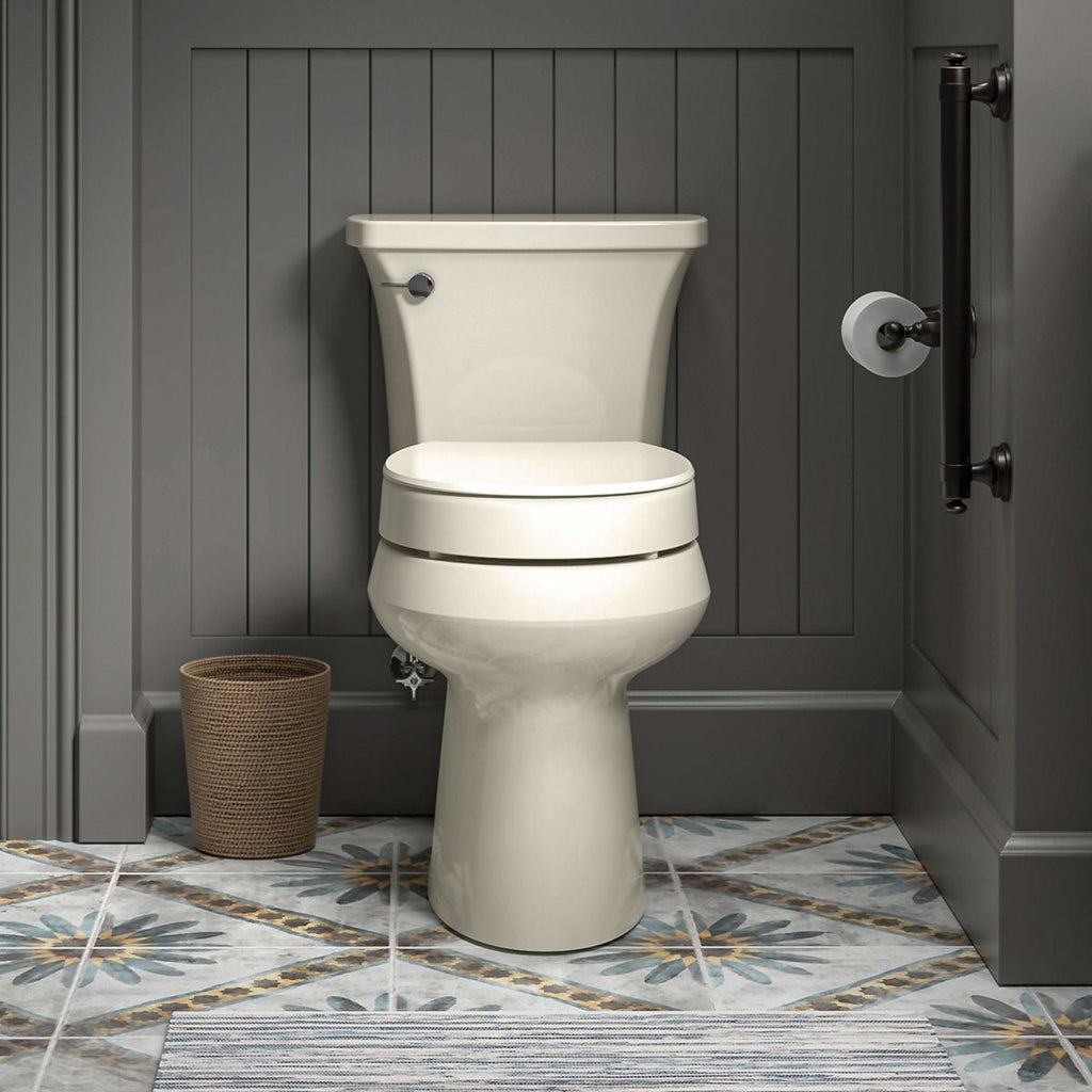 KOHLER K-25876-96 Hyten Elevated Quiet-Close Round-Front Toilet Seat - Biscuit