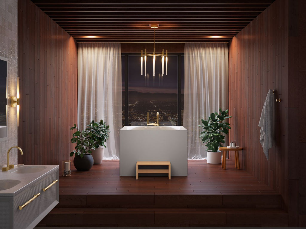 KOHLER K-31404-HW1 Stillness Soak 46" X 46" Freestanding Bath - Honed White