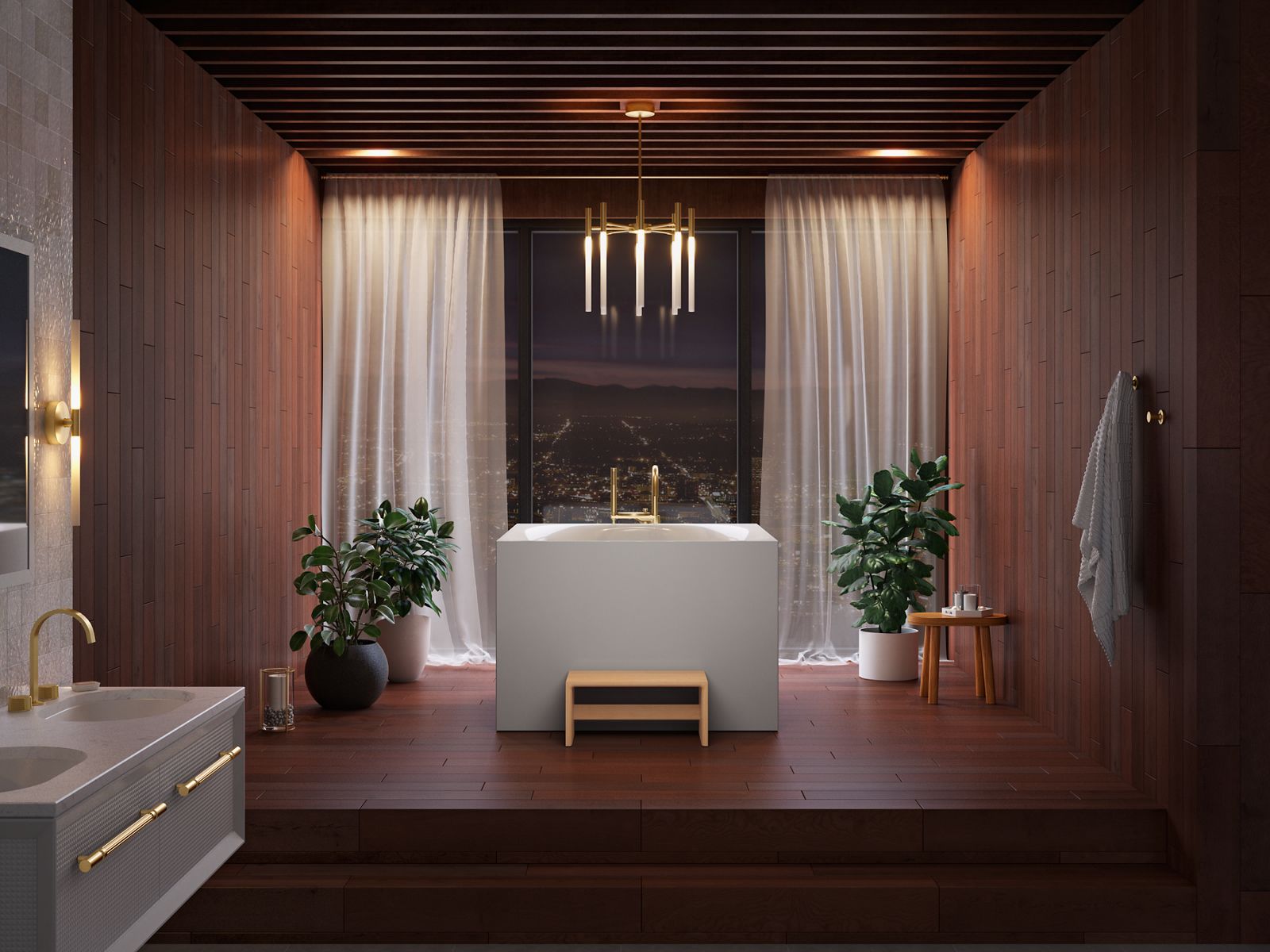 KOHLER K-31404-HW1 Stillness Soak 46" X 46" Freestanding Bath - Honed White