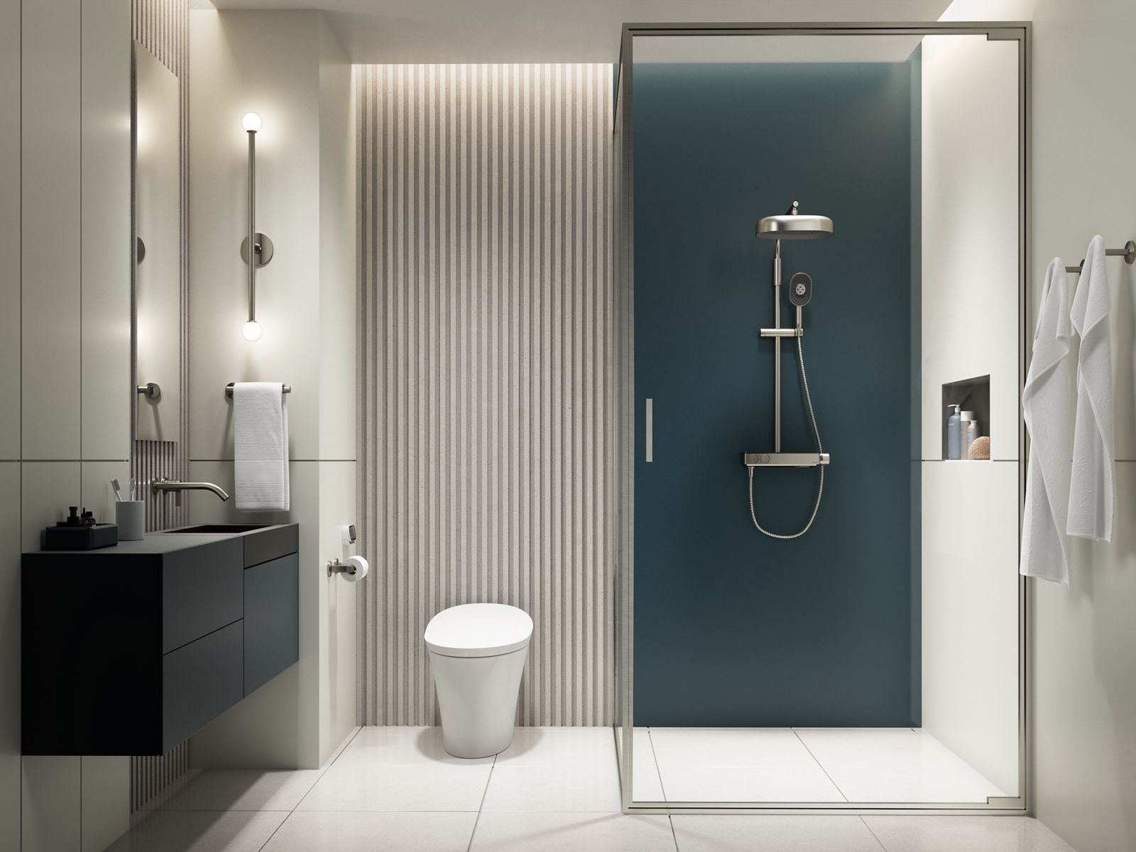 KOHLER K-26337-9-CP Anthem Two-Way Exposed Thermostatic Valve With Shower Column For Rainhead And Handshower - Polished Chrome