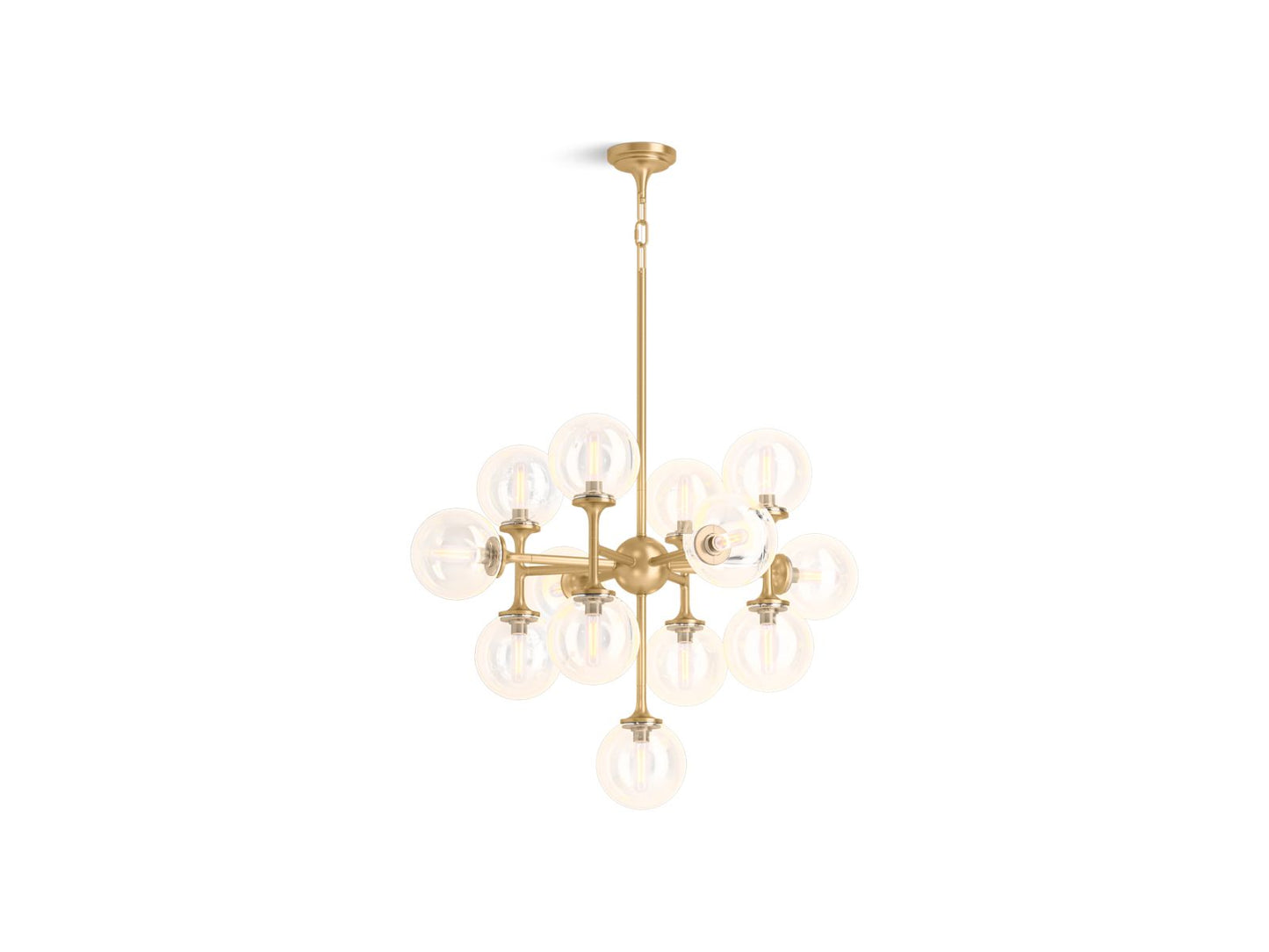 KOHLER K-31767-CH13-2GL Bellera 32" Chandelier In Brushed Moderne Brass