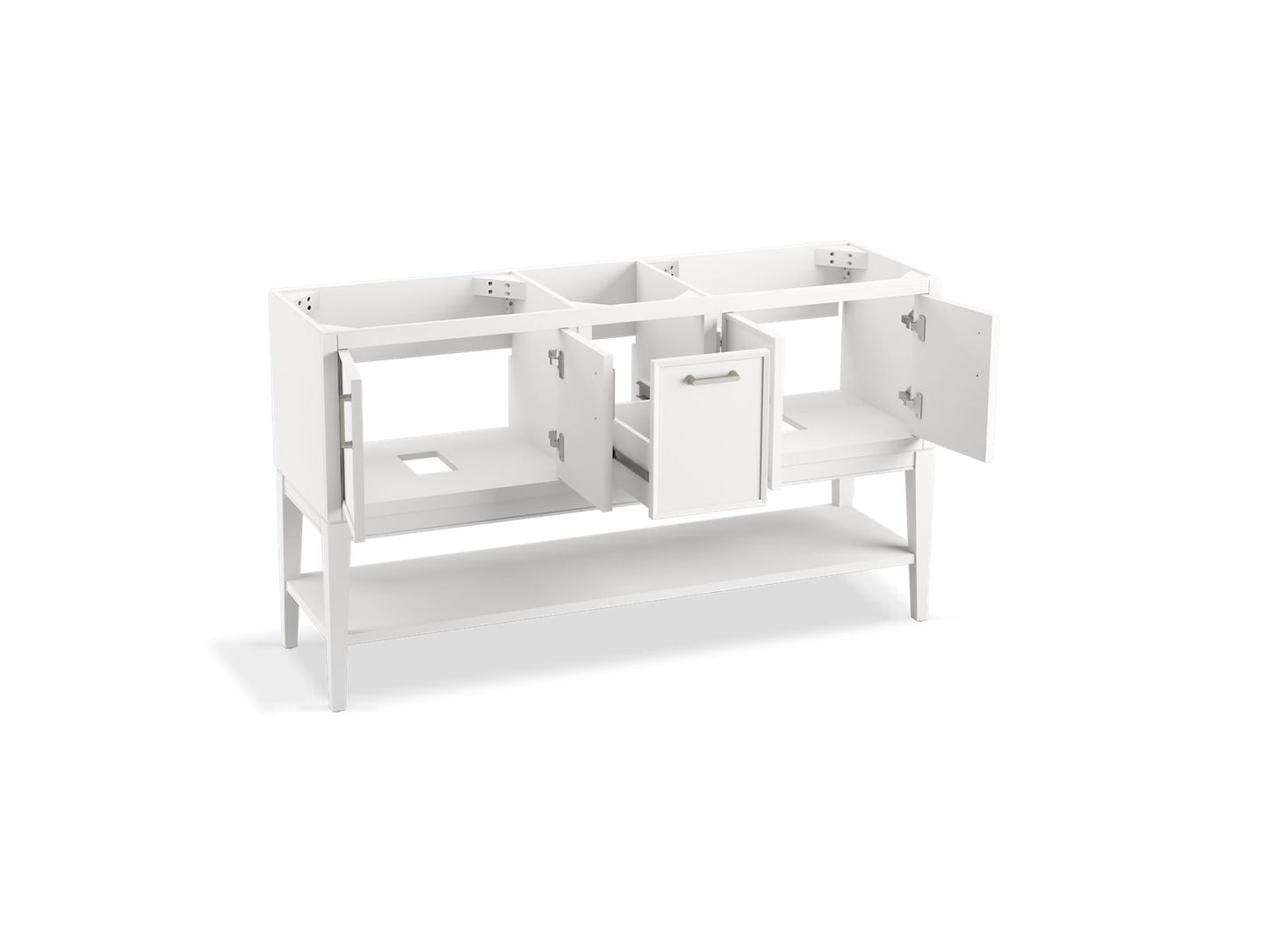 KOHLER K-33581-ASB-0 Winnow 60" Bathroom Vanity Cabinet With Sinks And Quartz Top In White