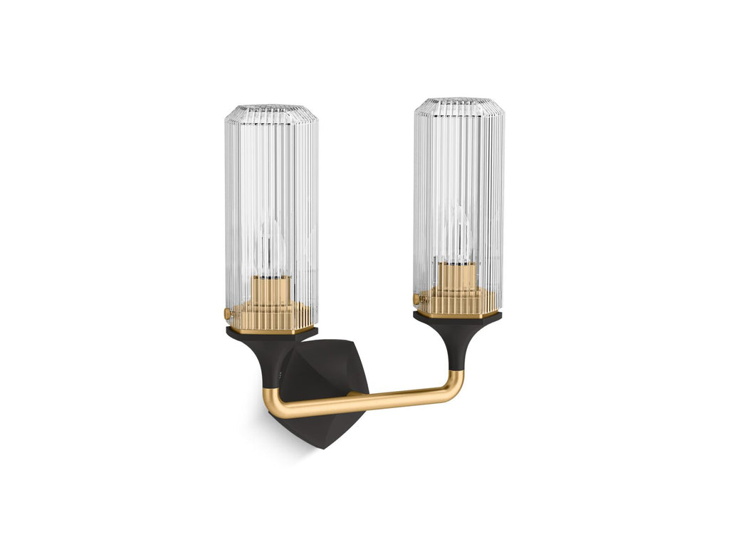KOHLER K-31776-SC02-BML Occasion Two-Light Sconce - Black With Brass Trim