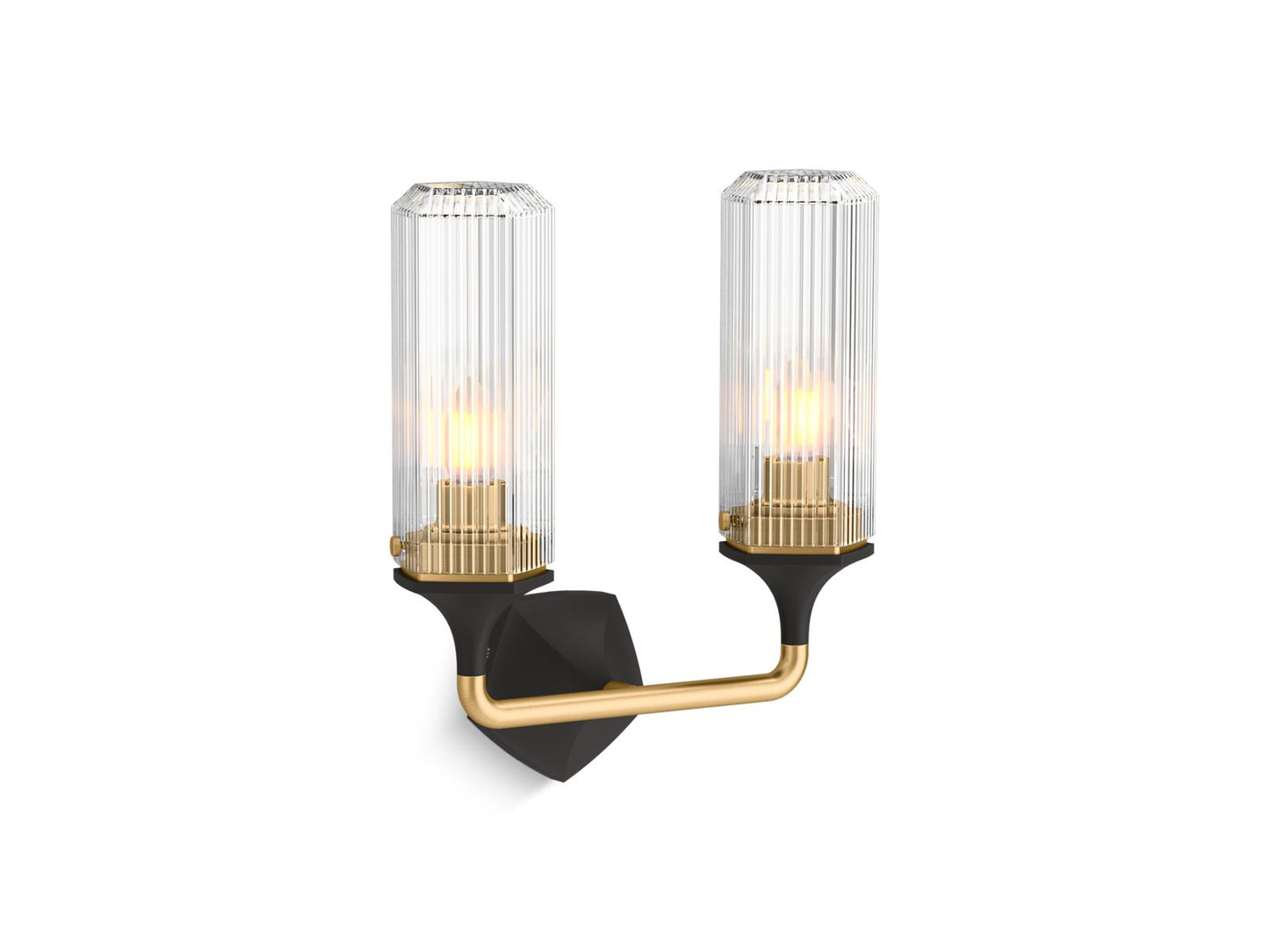 KOHLER K-31776-SC02-BML Occasion Two-Light Sconce In Black with Brass Trim