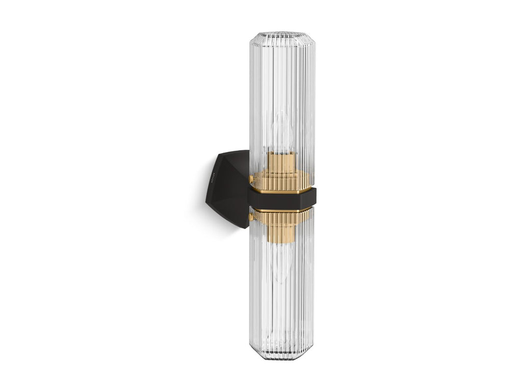 KOHLER K-31777-SC02-BML Occasion Two-Light Sconce - Black With Brass Trim