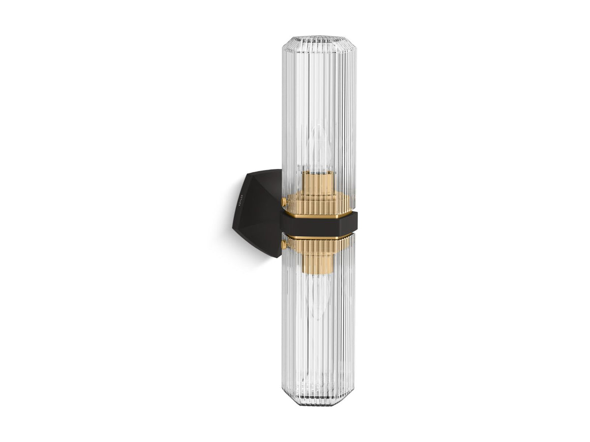KOHLER K-31777-SC02-BML Occasion Two-Light Sconce - Black With Brass Trim