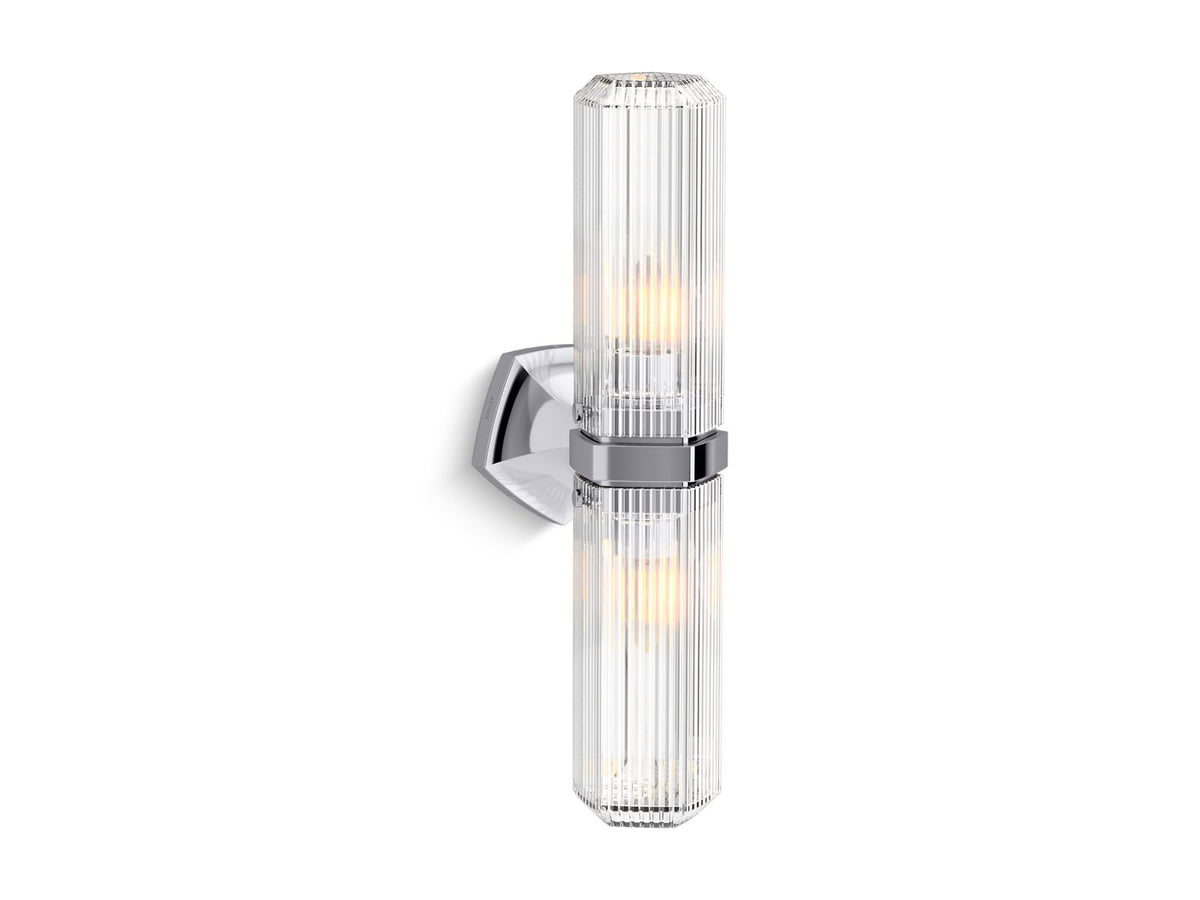 KOHLER K-31777-SC02-BML Occasion Two-Light Sconce - Black With Brass Trim