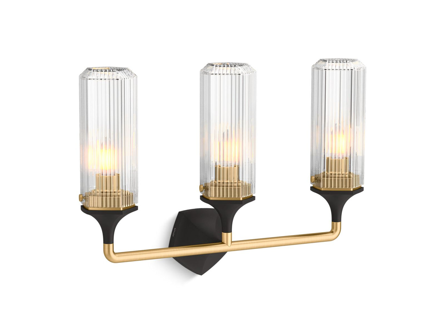 KOHLER K-31778-SC03-BML Occasion Three-Light Sconce In Black with Brass Trim