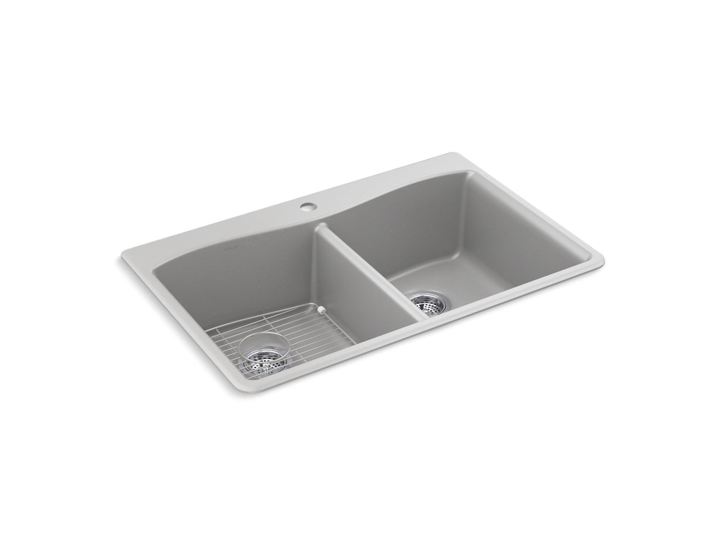 KOHLER K-8185-1-CM4 Kennon 33" Top-/Undermount Double-Bowl Kitchen Sink In Matte Grey