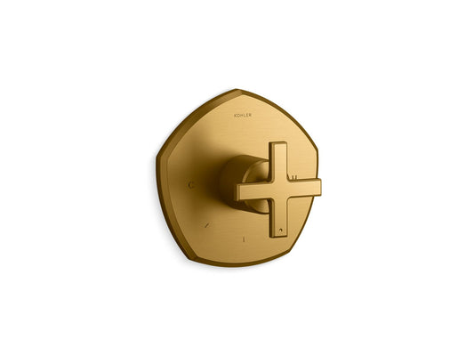 KOHLER K-T27040-3-2MB Occasion Mastershower Temperature Control Valve Trim With Cross Handle In Vibrant Brushed Moderne Brass