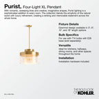 KOHLER K-27266-PE04-BLL Purist 18" Pendant - Matte Black