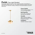 KOHLER K-27265-PE02-BLL Purist 12-1/2" Pendant - Matte Black