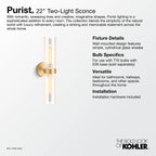 KOHLER K-27263-SC02-SNL Purist Two-Light Sconce - Polished Nickel