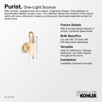 KOHLER K-27262-SC01-BLL Purist One-Light Sconce - Matte Black