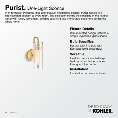KOHLER K-27262-SC01-AFL Purist One-light sconce - French Gold