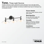 KOHLER K-31770-SC03-2GL Tone Three-Light Sconce - Brushed Moderne Brass