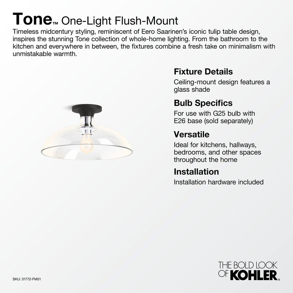 KOHLER K-31772-FM01-BLL Tone 15" Flush-Mount - Matte Black