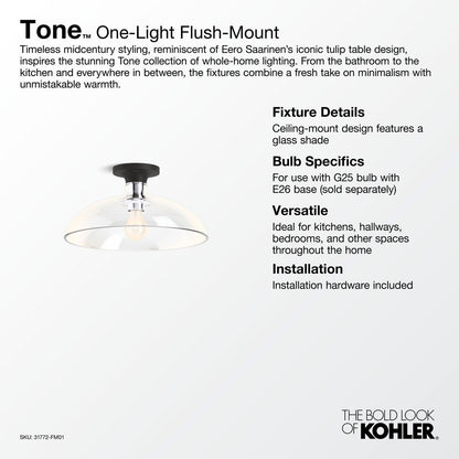 KOHLER K-31772-FM01-BLL Tone 15" flush-mount - Matte Black