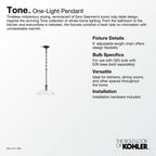 KOHLER K-31771-PE01-BML Tone 15" Pendant - Black With Brass Trim