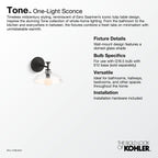 KOHLER K-31768-SC01-BLL Tone One-Light Sconce - Matte Black