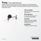 KOHLER K-31769-SC02-BLL Tone Two-Light Sconce - Matte Black