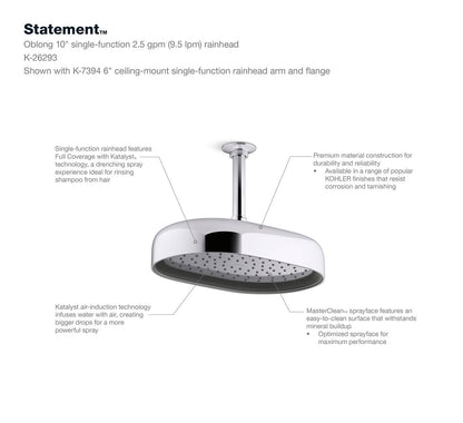 KOHLER K-26293-2MB Statement Oblong 12" single-function rainhead, 2.5 gpm - Vibrant Brushed Moderne Brass