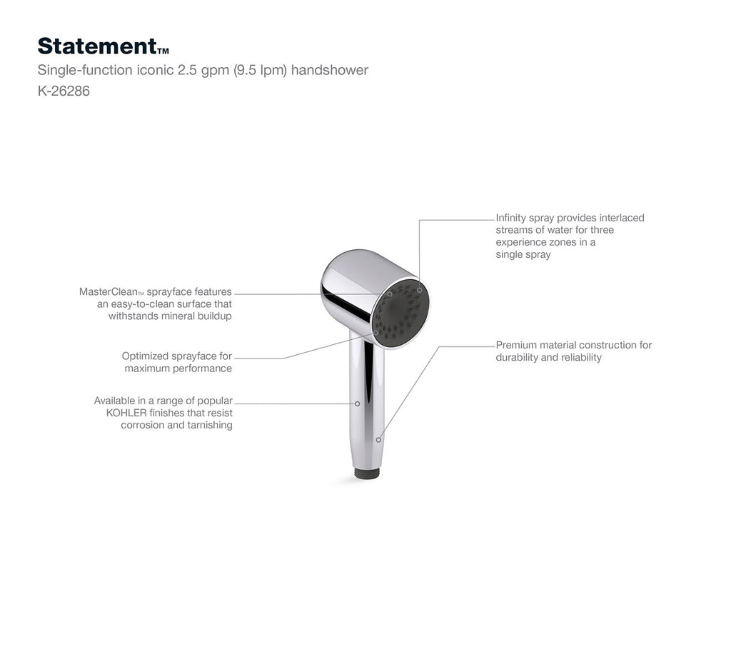 KOHLER K-26286-AF Statement Iconic Single-Function Handshower, 2.5 Gpm - Vibrant French Gold