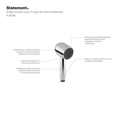 KOHLER K-26286-AF Statement Iconic Single-Function Handshower, 2.5 Gpm - Vibrant French Gold