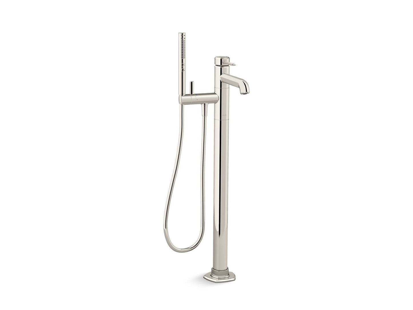 KOHLER K-T27025-4-SN Occasion Floor-Mount Bath Filler Trim With Handshower In Vibrant Polished Nickel