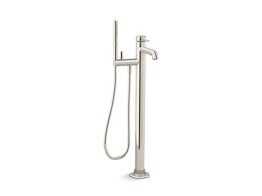 KOHLER K-T27025-4-SN Occasion Floor-Mount Bath Filler Trim With Handshower In Vibrant Polished Nickel