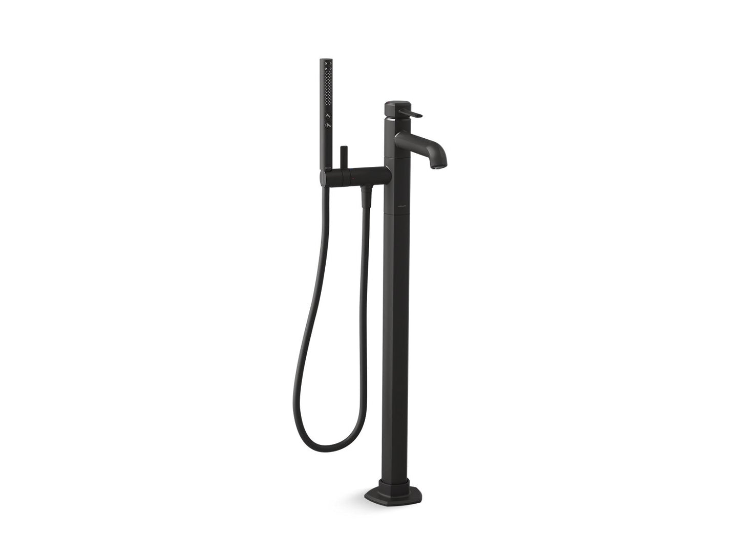 KOHLER K-T27025-4-BL Occasion Floor-Mount Bath Filler Trim With Handshower In Matte Black