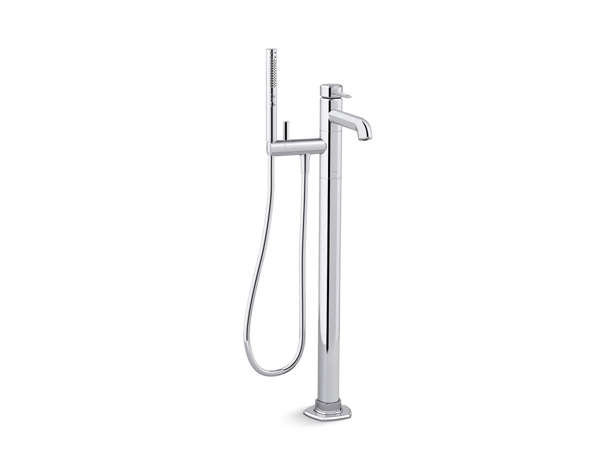 KOHLER K-T27025-4-BL Occasion Floor-Mount Bath Filler Trim With Handshower - Matte Black