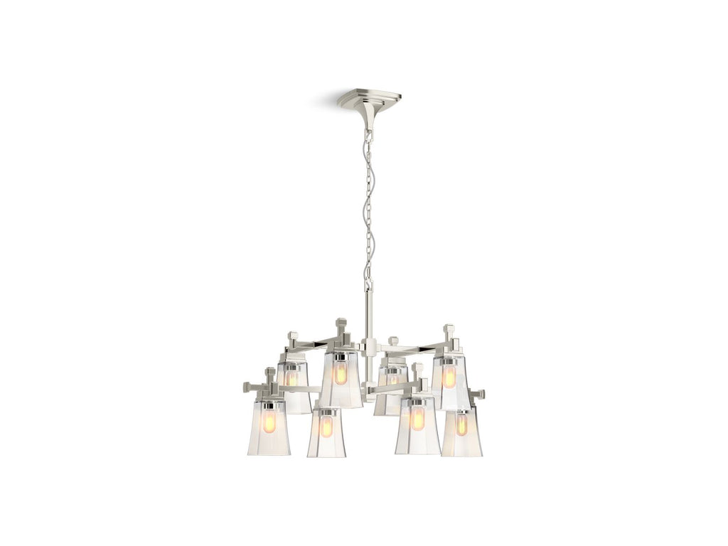KOHLER K-31759-CH08-SNL Riff 35" Chandelier - Polished Nickel