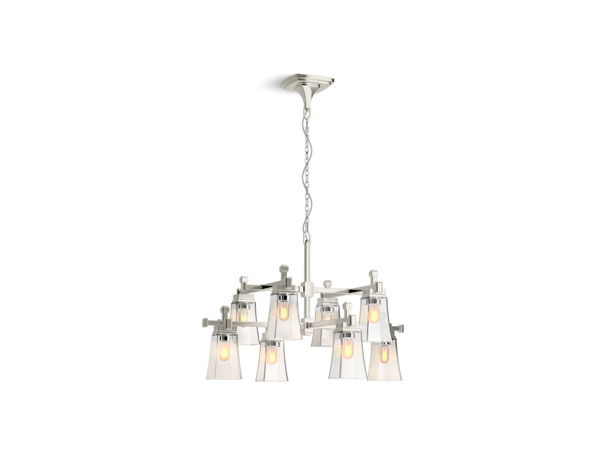 KOHLER K-31759-CH08-SNL Riff 35" Chandelier - Polished Nickel