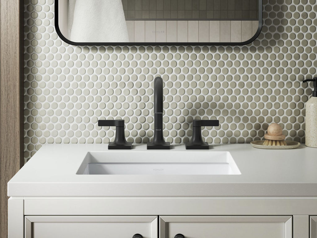 KOHLER K-28125-4-BL Venza Widespread Bathroom Sink Faucet, 1.2 Gpm - Matte Black