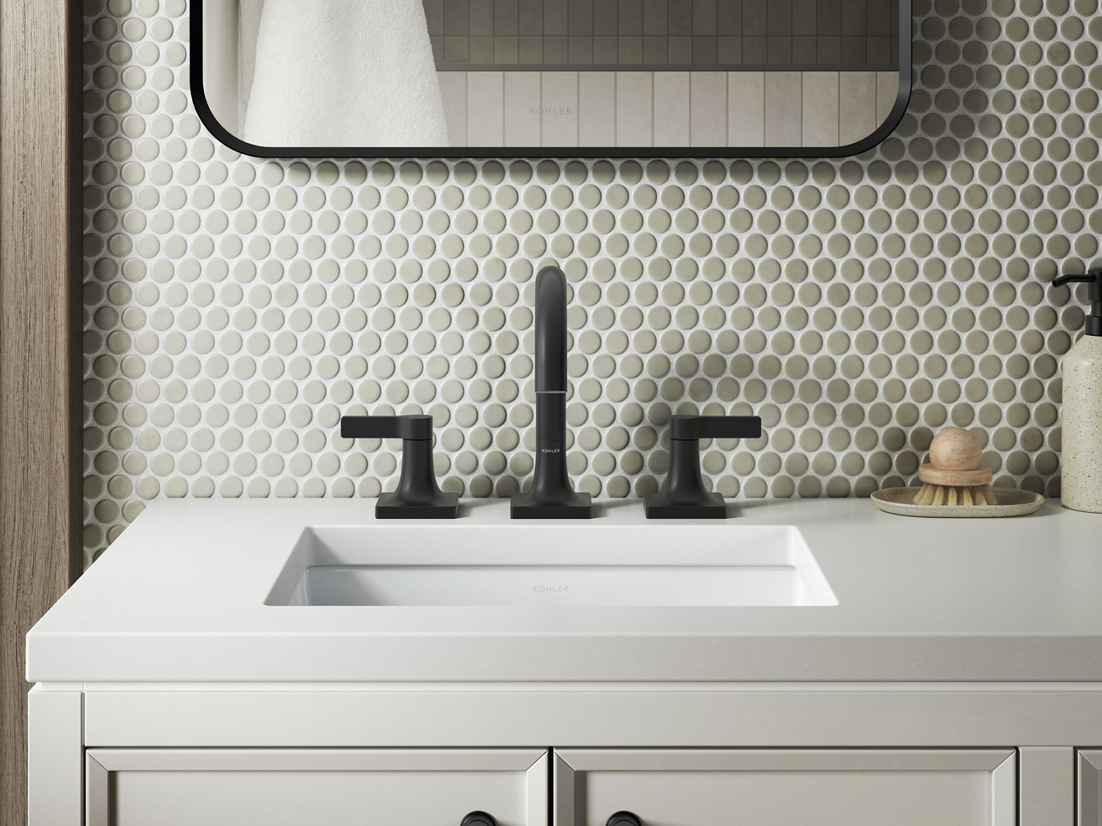 KOHLER K-28125-4-BL Venza Widespread Bathroom Sink Faucet, 1.2 Gpm - Matte Black