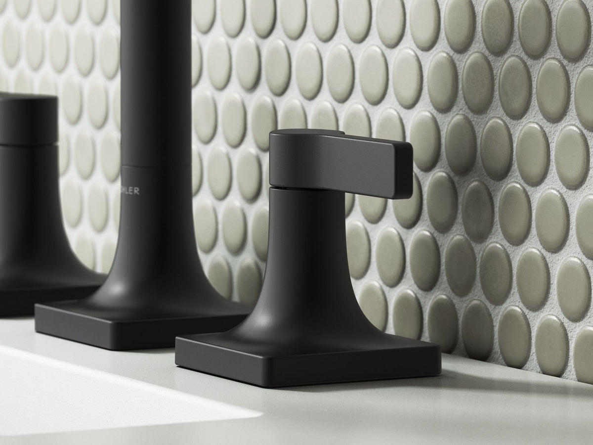 KOHLER K-28125-4-BL Venza Widespread Bathroom Sink Faucet, 1.2 Gpm - Matte Black