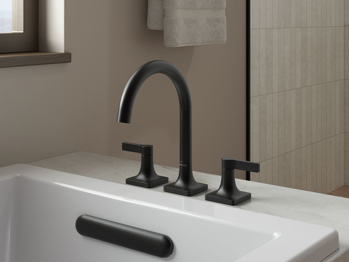 KOHLER K-T28131-4-BL Venza Deck-Mount Bath Faucet Trim - Matte Black