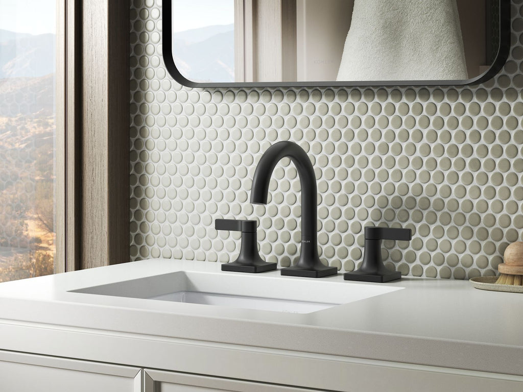 KOHLER K-28125-4-BL Venza Widespread Bathroom Sink Faucet, 1.2 Gpm - Matte Black